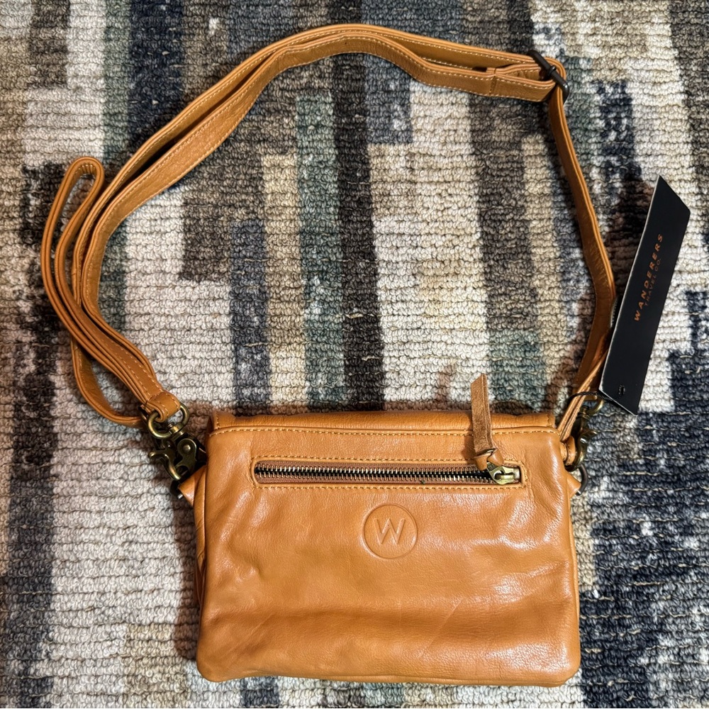Wanderer Orange Leather Crossbody Bag
